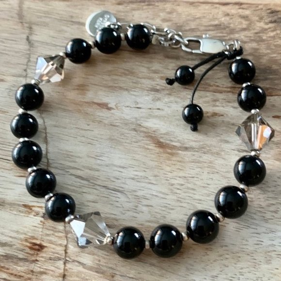 COPY - Dyrberg/Kern Kanika Black Obsidian and Swarovski crystal bracelet - Picture 1 of 4